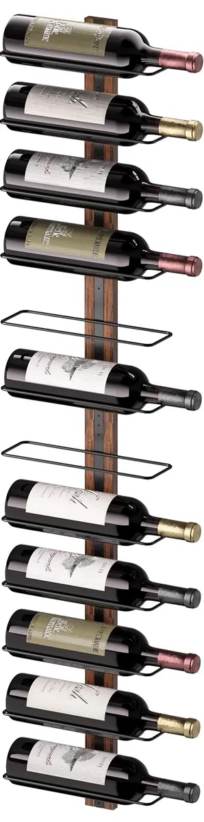 B4Life, Portabottiglie da parete in legno, ideale per 12 bottiglie di vino, per cucina, sala da pranzo, bar