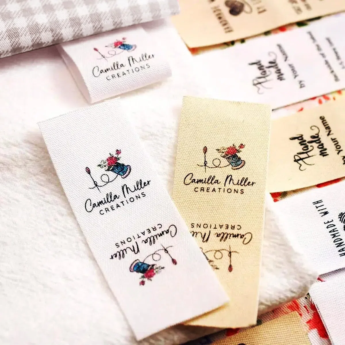 Etichette Personalizzate, Logo Personalizzato Cucire Etichette Con Nome Tessuto, 50pcs S