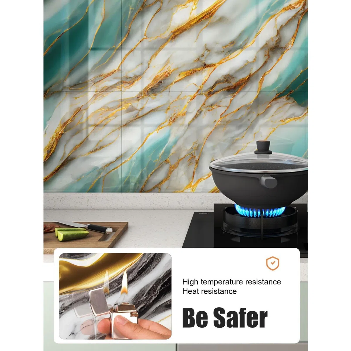 Piastrelle Adesive Cucina 30X30 Bianco Mattonelle Adesive Cucina,Decorazione Murale in Pvc Impermeabile,Per Armadietto, Mobili,Può Essere Riutilizzato