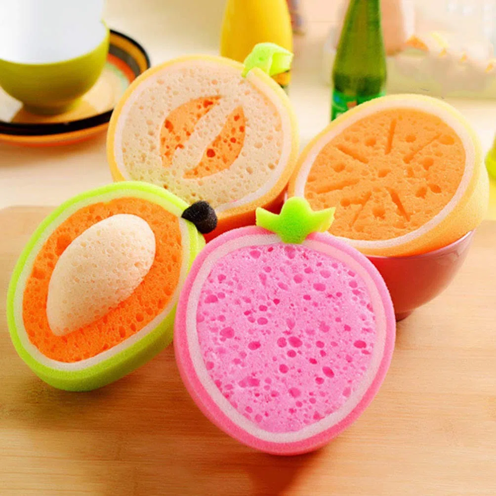 TOYANDONA Spugne da Bagno per Bambini Confezione da 4 Spugne da Bagno a Forma di Frutta Attrezzo da Bagno per Bambini per Il Bagno di Casa