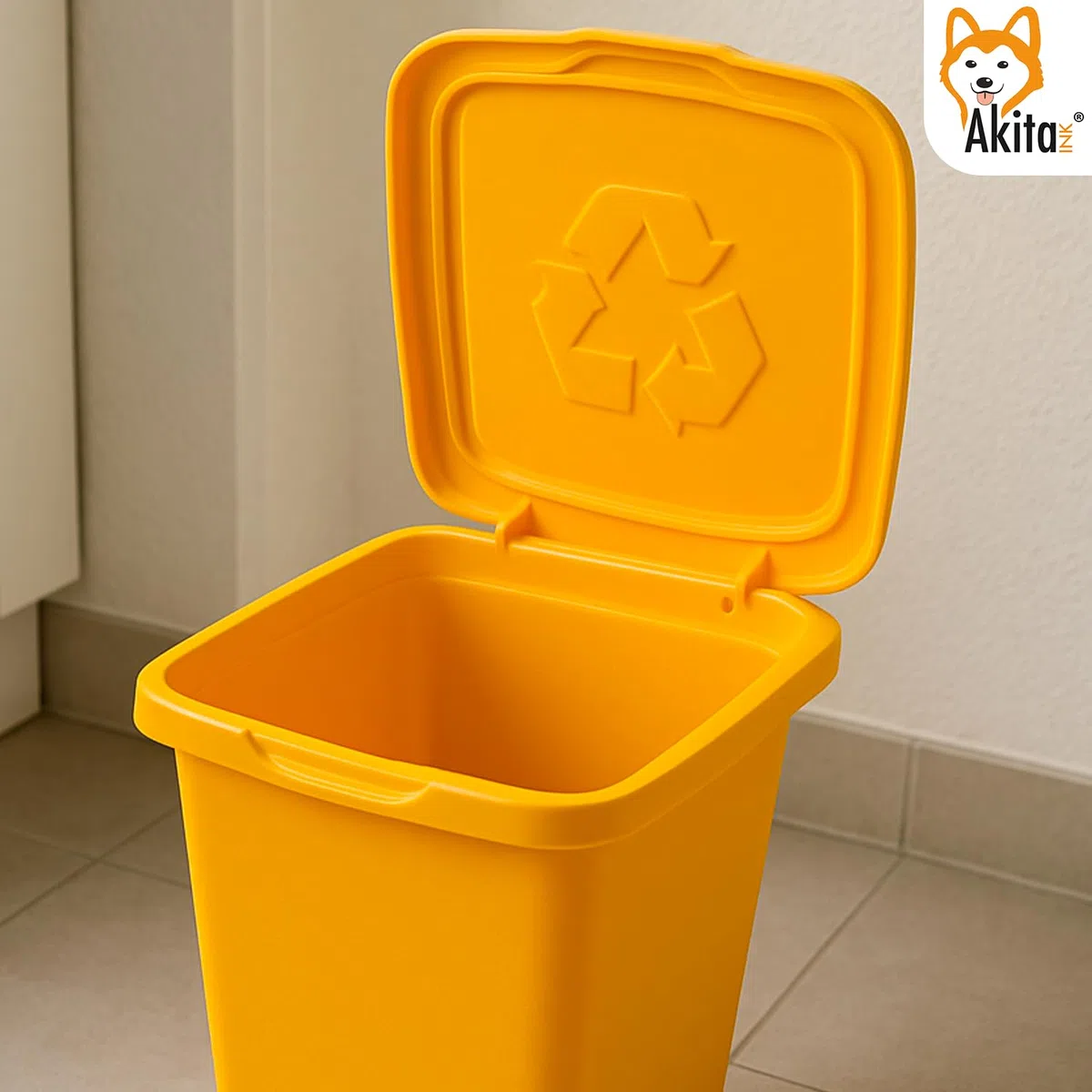 AKITAINK Set 3 contenitori Pattumiere da 50L - Totale 150 litri, per raccolta differenziata - Bidoni multicolore in plastica resistente, ideali per cucina, giardino e ambienti esterni - Made in Italy.
