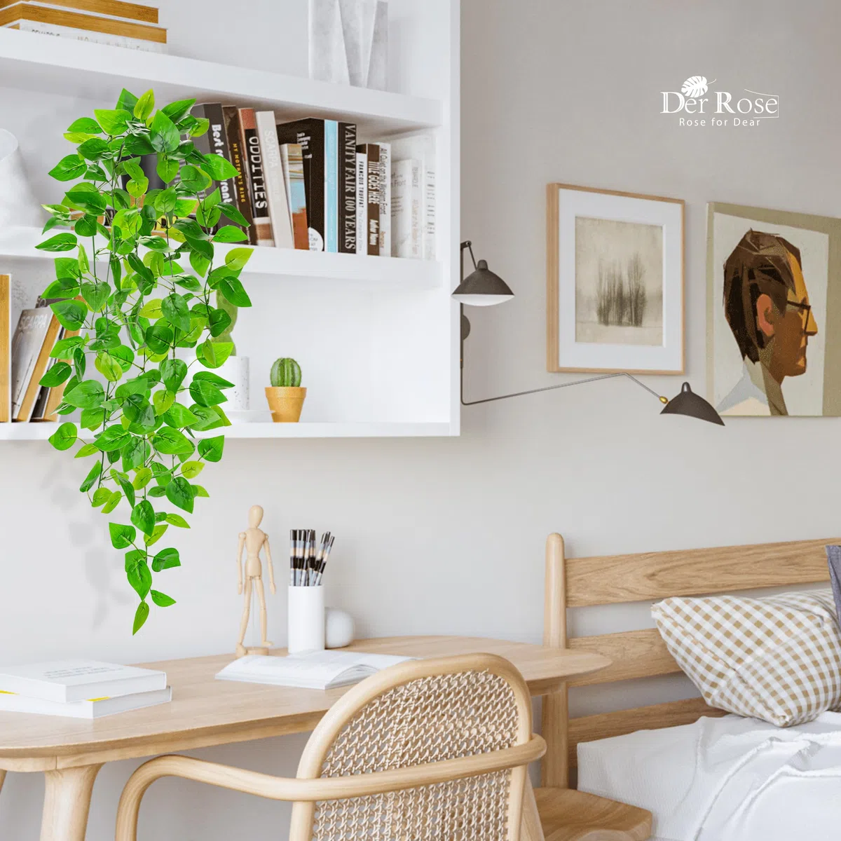 Der Rose Piante artificiali da appendere, 86 cm, piante rampicanti in vaso, per interni ed esterni, per ufficio, casa, soggiorno, bagno, mensola decorativa (1 confezione)