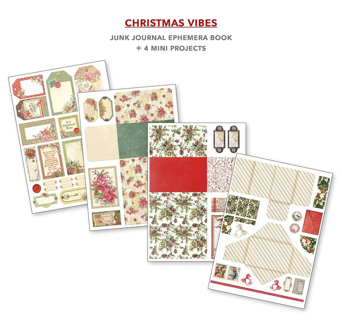 Ciao Bella Junk Journal Ephemera Book - Collage,Scrapbooking, Card Making (Christmas Vibes)
