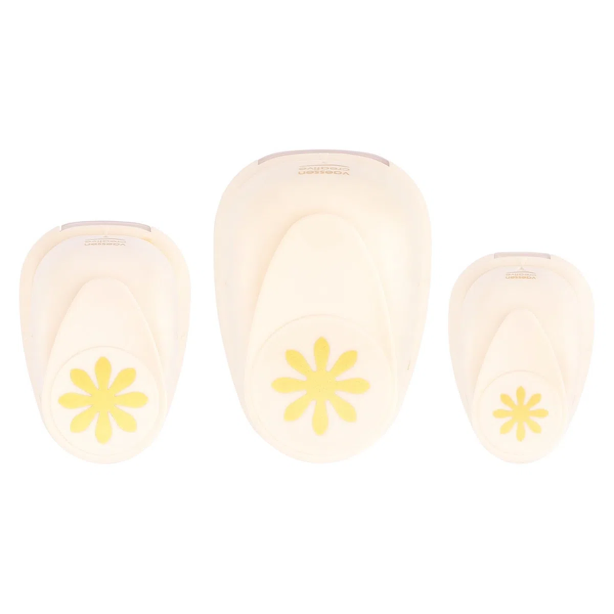 Vaessen Creative Set di 3 Perforatrices con Forma Fiore, S, M, L, Fustellatrice per Carta, Per Scrapbooking, DIY e Creazione di Biglietti