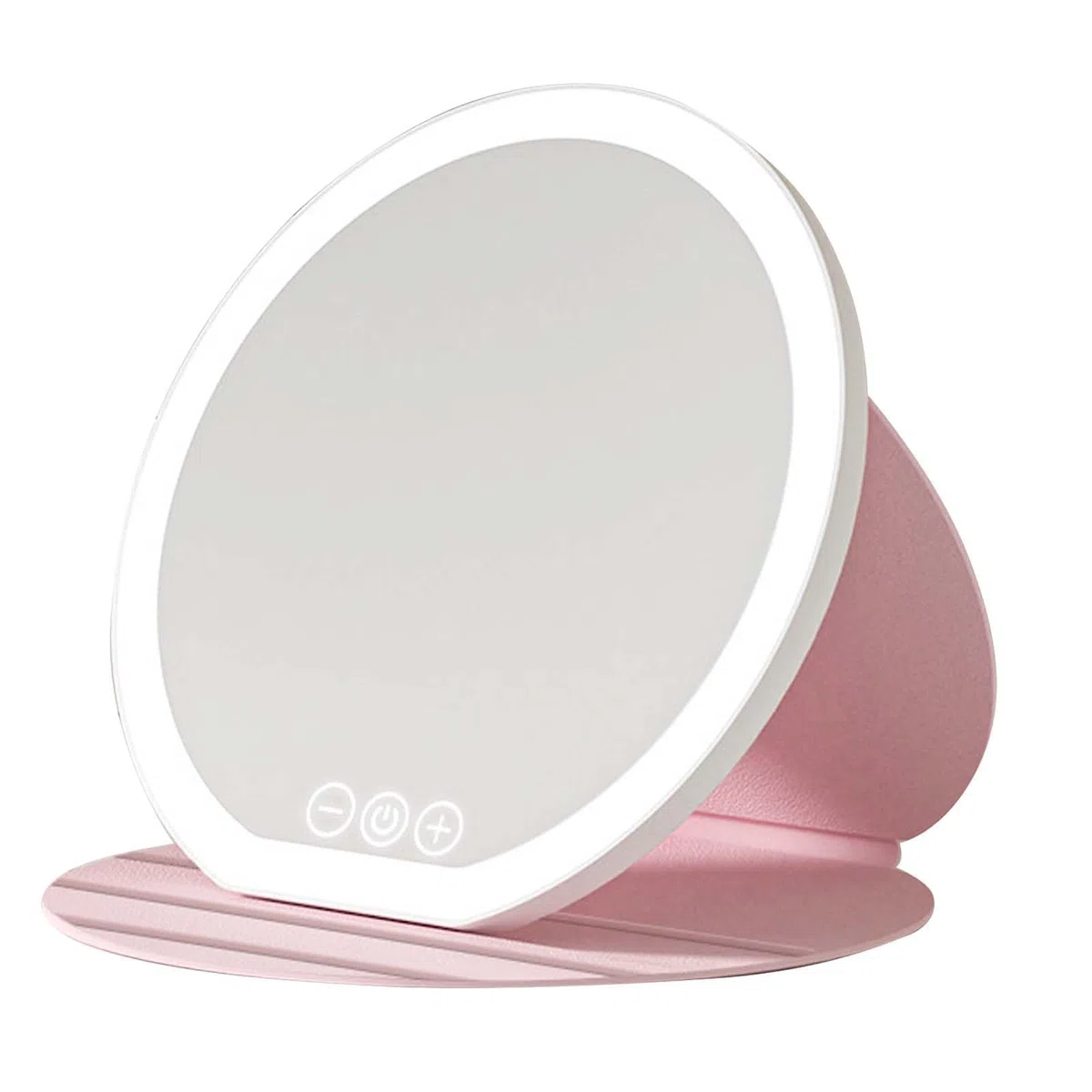 Specchio Trucco con Luci a 3 Colori, Specchio Trucco Pieghevole Portatile, Specchi Ricaricabile con Luce, Specchi da scrivania per Viaggio, 3 Modalità di Luci Luminosità Regolabile (Rosa)