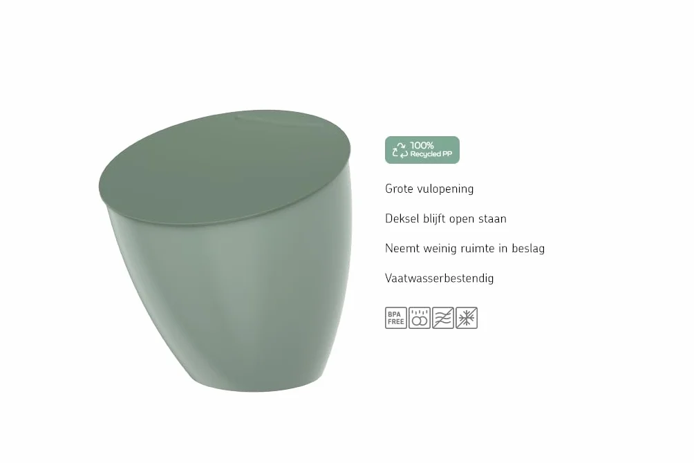 Mepal - Cestino per Rifiuti Organici Calypso - Piccolo Contenitore per Rifiuti con Coperchio - Ideale per l'Organizzazione della Cucina - Lavabile in Lavastoviglie - 2200 ml - Nordic sage