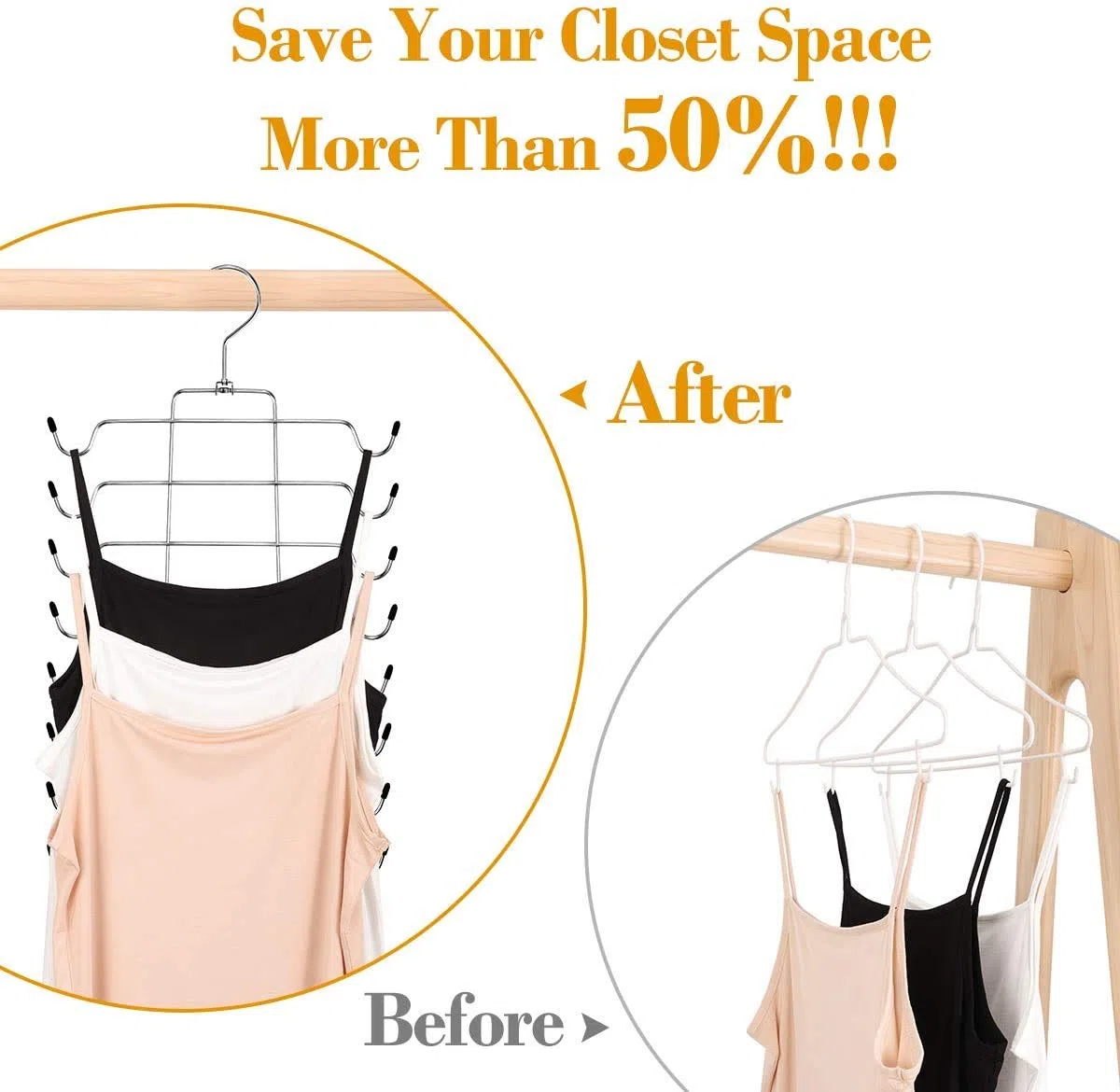 Gruccia pieghevole salvaspazio in acciaio inox, per canotte e reggiseni, cami, reggiseni
