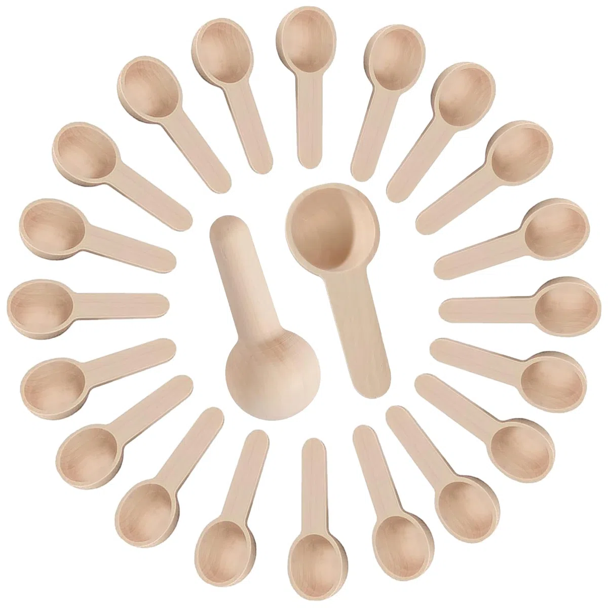 YXHZVON 20 Pezzi Mini Cucchiai di Legno Rotondi Piccoli per Sale, Spezie, Condiment, Marmellata, Zucchero, Caffè, Tè (6,8 x 2,4)