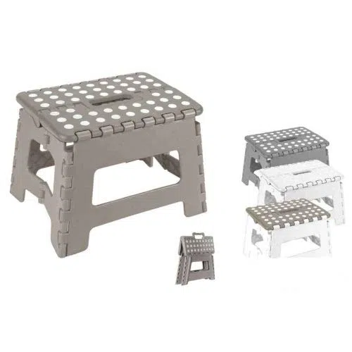 Sgabello pieghevole in plastica richiudibile salva spazio 30x22x22 cm