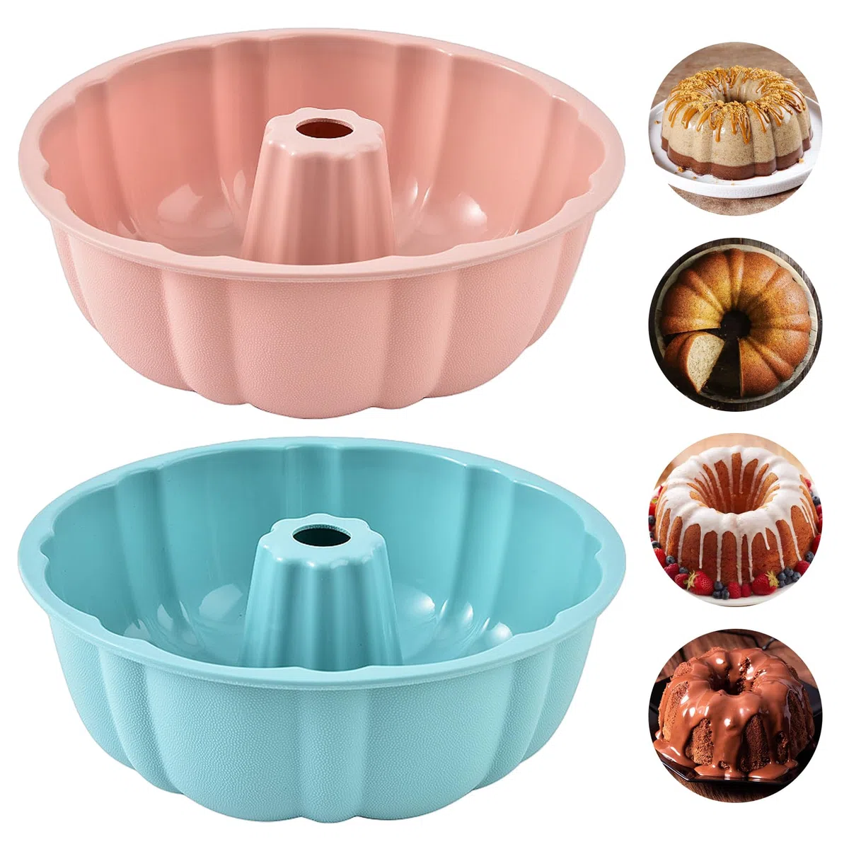 2 Pezzi Stampo Per Torta In Silicones,25cmStampo Silicone Torta,Stampo Ciambella,Stampo In Silicone Per Torte,Tortiera Silicones,Stampi In SiliconePer Torte per Gelatina, Torta,Riutilizzabile