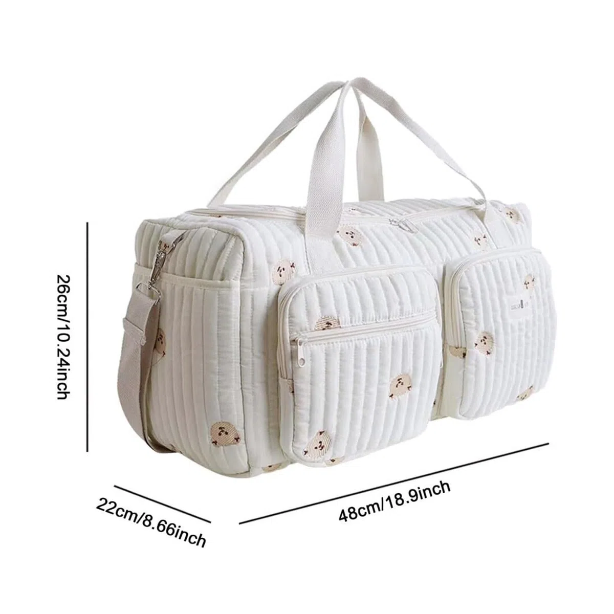 Questa borsa for pannolini leggera, imbottita e spaziosa è appositamente progettata for le mamme. Versatile, può essere indossata a spalla o a tracolla.(Ours)