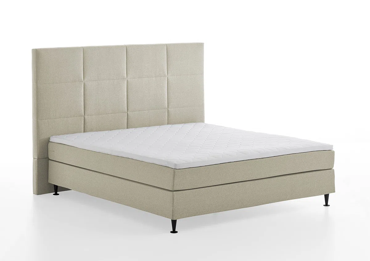 Atlantic Home Collection Letto a molle con testiera extra alta Ryan, color crema, 180 x 200 cm