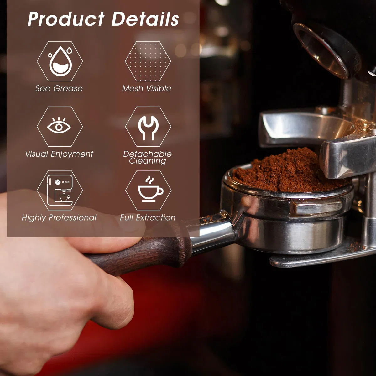 Oruola Cestino portafiltro da 58 mm, filtro per caffè a doppio strato in acciaio inossidabile, filtro poroso pressurizzato a doppia tazza da 58 mm, per accessori di ricambio per macchine da caffè