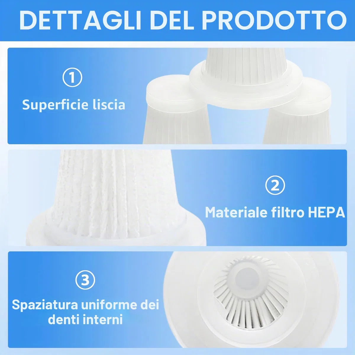 VOSSOT 6 Pezzi di Filtri di Ricambio per Filtri Hepa, Lavabili E Riutilizzabili per Mini Aspirapolvere Portatili Compatibili con Aspirapolvere Portatili, con Filtro, Portatili per Auto