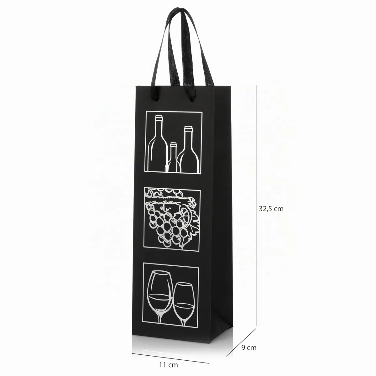 Van Henry Sacchetti regalo per bottiglie, confezione da 10 pezzi, eleganti sacchetti regalo per vino, spumante, champagne e altro – 32,5 x 11 x 9 cm, Fucoso, Borsa per bottiglie
