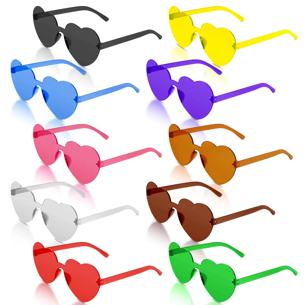 flintronic Occhiali da Sole e Cuore, 10 Paia Occhiali da Festa, Hippy Occhiali a Forma di Cuore, Occhiali Divertenti Trasparenti Colorate Per Feste Compleanno Carnevale Novità per Adulti/Bambino