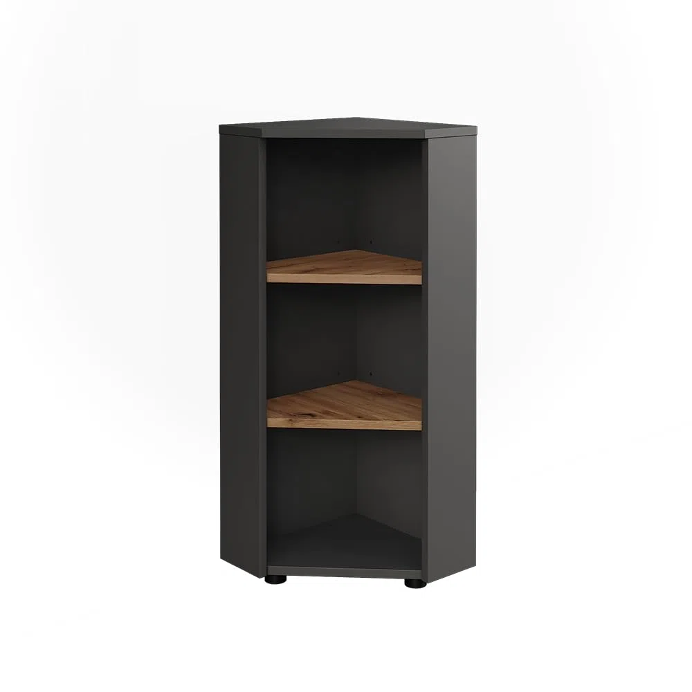 Vicco Mobiletto angolare Irma, Antracite/Rovere dorato, 33 x 81 cm 3 vani portaoggetti, per una conservazione salvaspazio negli angoli della stanza