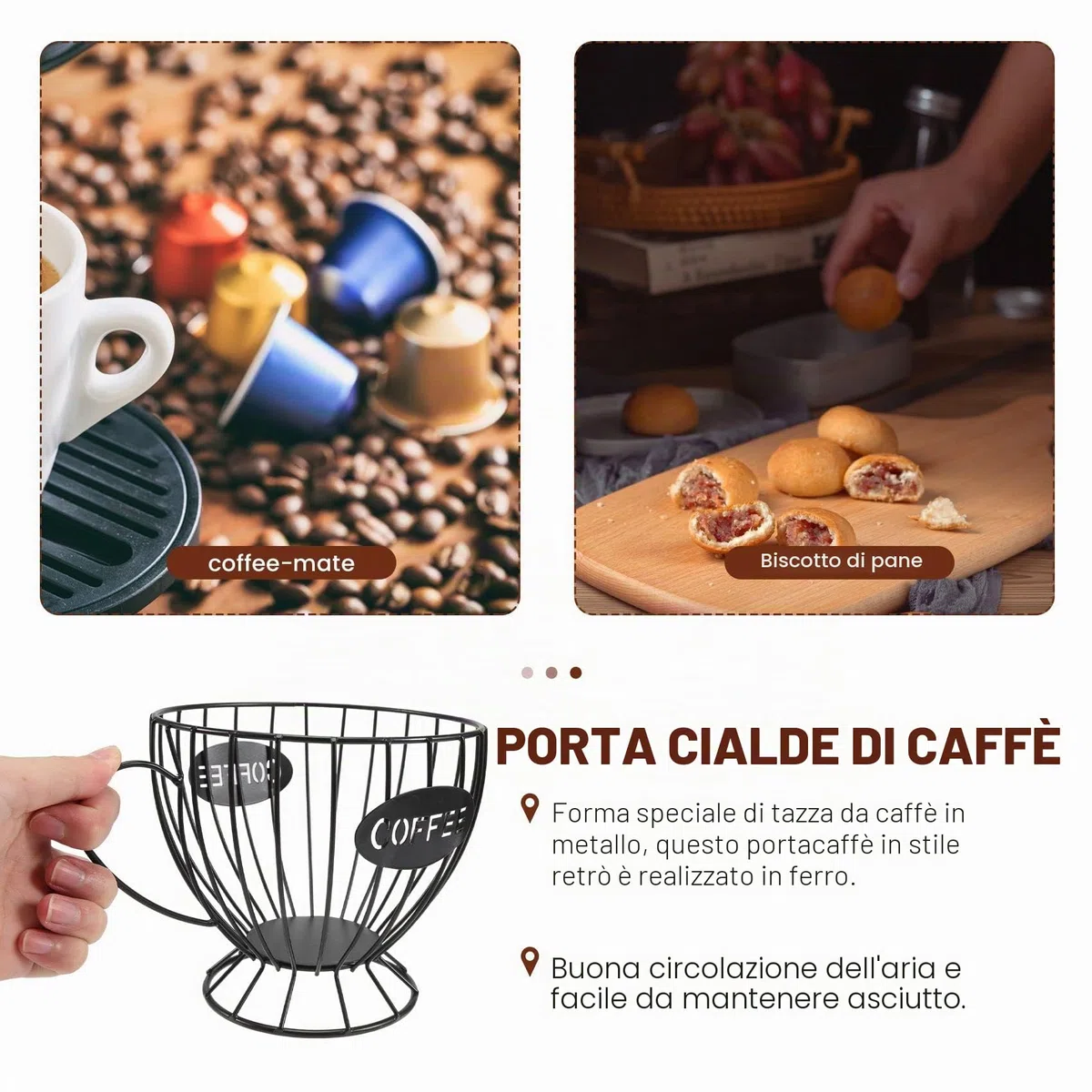 Contenitore per Capsule da Caffè, Organizer e Supporto, Accessori (Nero)