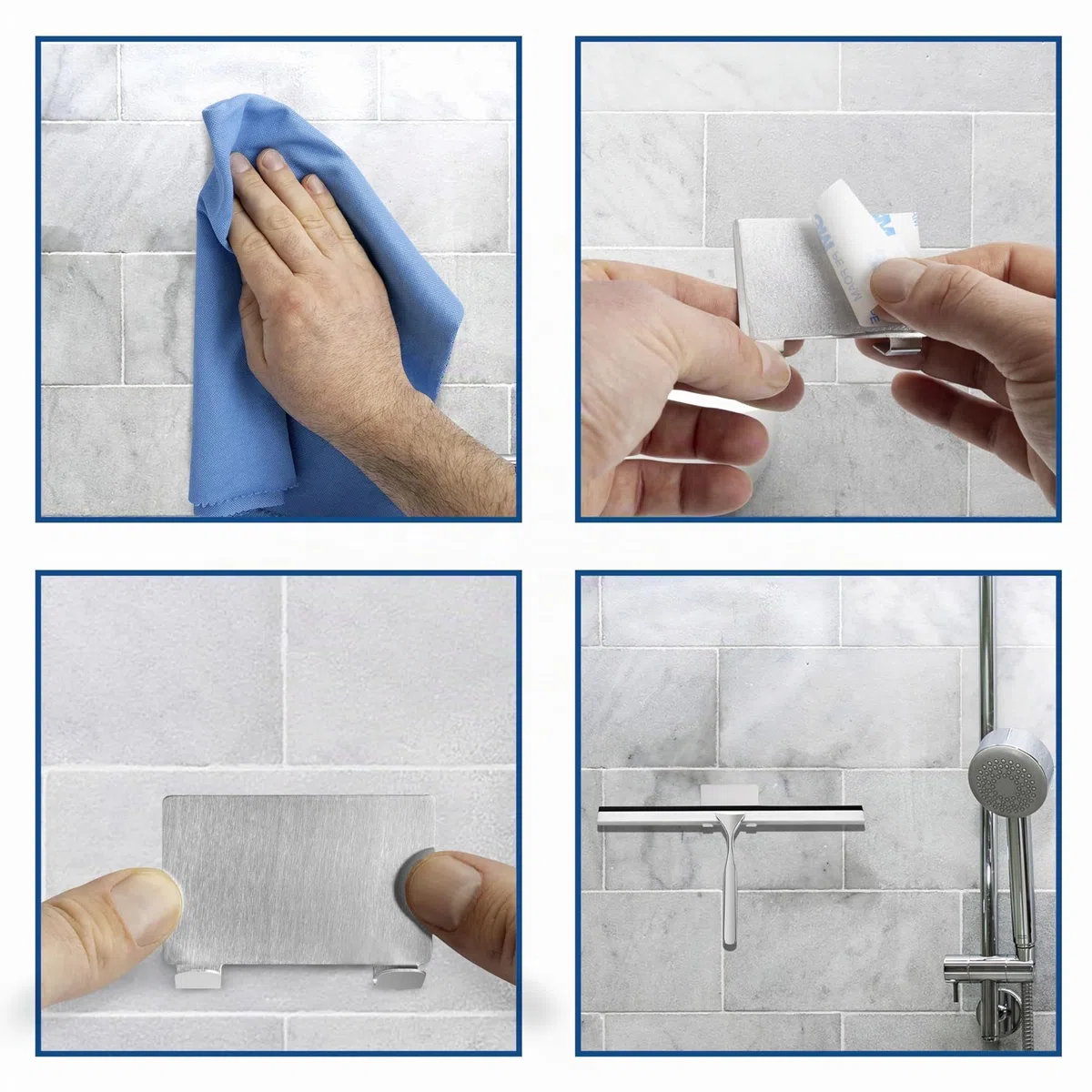 Tergivetro Doccia 31 cm kowald in Acciaio Inox | Kit Professionale con 2 Ganci e Gomma di Ricambio | Tergicristallo Extra Largo per Vetri e Piastrelle