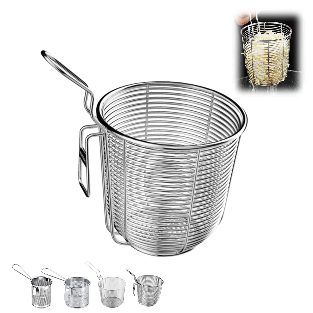 Generico Cestello per Pasta in Acciaio Inox,Divisorio per Cottura,Cestello per Pasta separata,Mestolo per Spaghetti,Cestello Separato per Pentola Ideale per Scolare Spaghetti e Noodles Set
