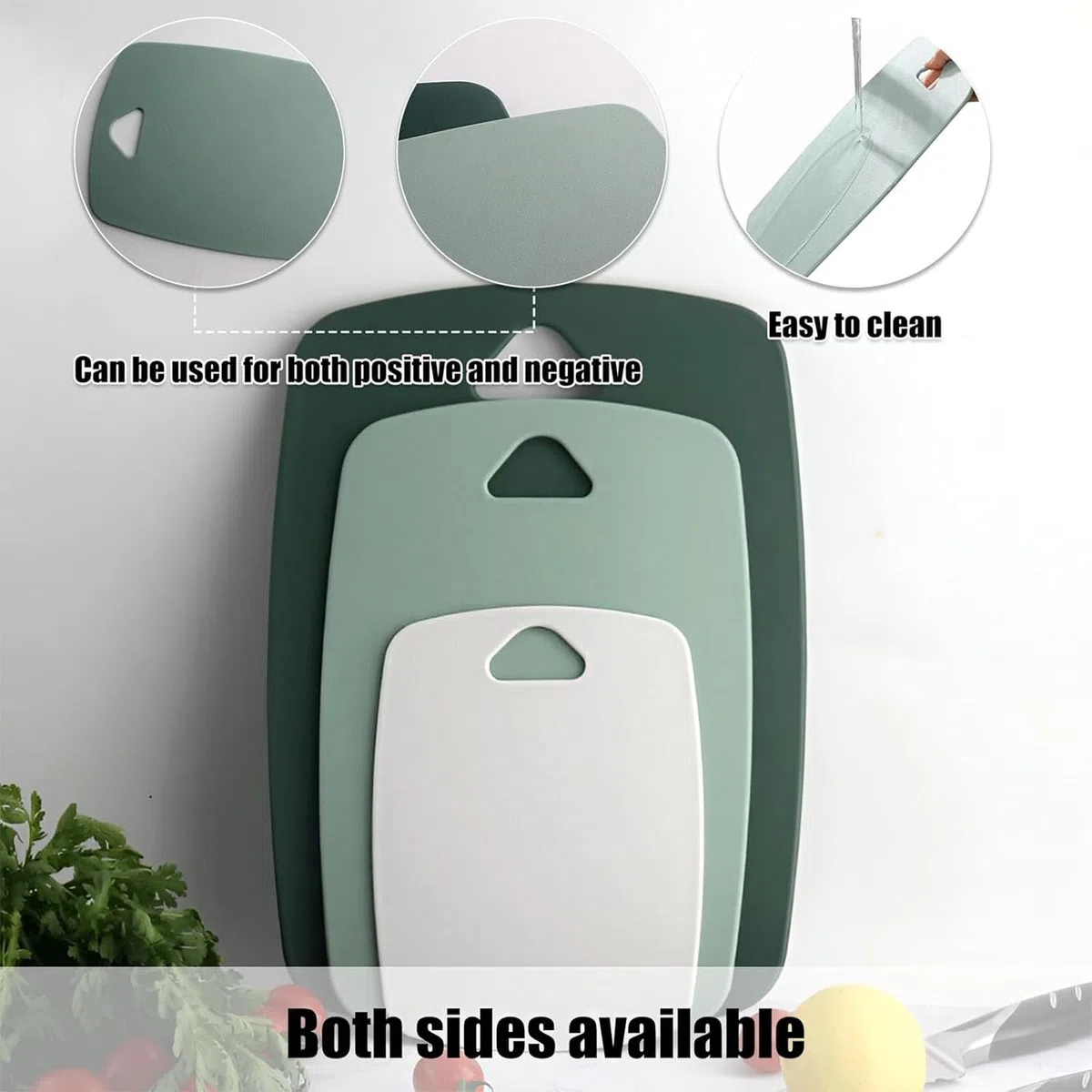 Set di 3 taglieri da cucina – Senza BPA, lavabili in lavastoviglie, con foro per appendere, antiscivolo, per carne, verdure, frutta, 3 dimensioni