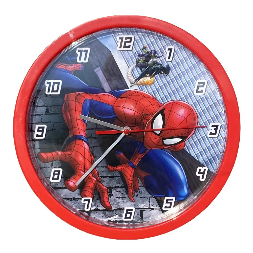 CARTOON Orologio parete analogico Spiderman Marvel per bambini 25 cm per cameretta stanza dei giochi