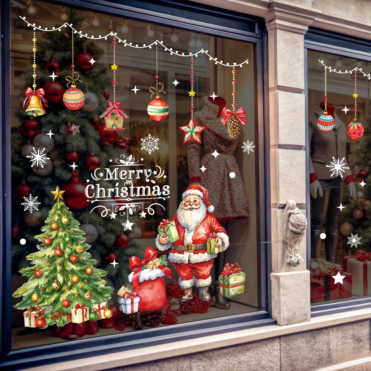 Edonkvi Adesivi Natalizi per Finestre 86 Pezzi, Vetrofanie Natalizie Grandi Decorazioni Natale Casa, Riutilizzabili Fiocchi di Neve Stickers Decalcomanie per Addobbi Vetrine Negozio Ufficio Porte