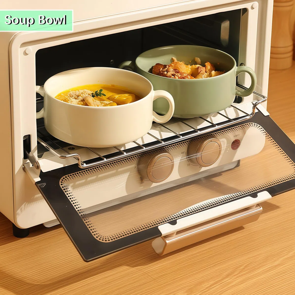 Piccola tazza da zuppa con manici, in tinta unita, 300 ml, per zuppa di cipolle, adatta al microonde e alla lavastoviglie