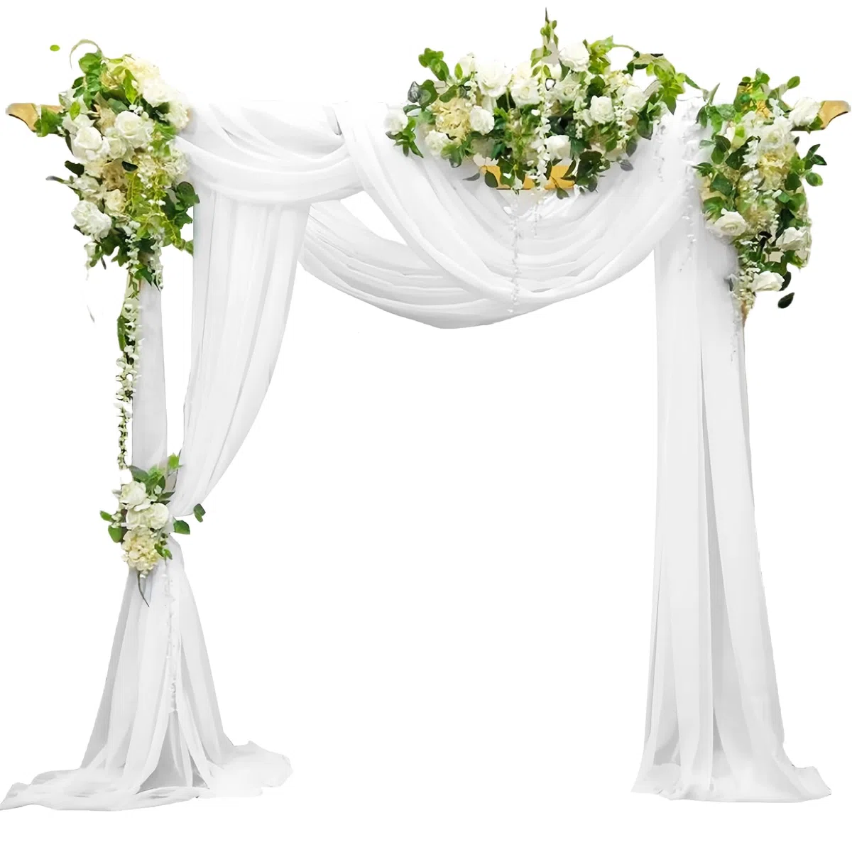 Set di 2 archi per matrimoni, 75 x 600 cm, in tulle trasparente, decorazione per archi di nozze, cerimonie