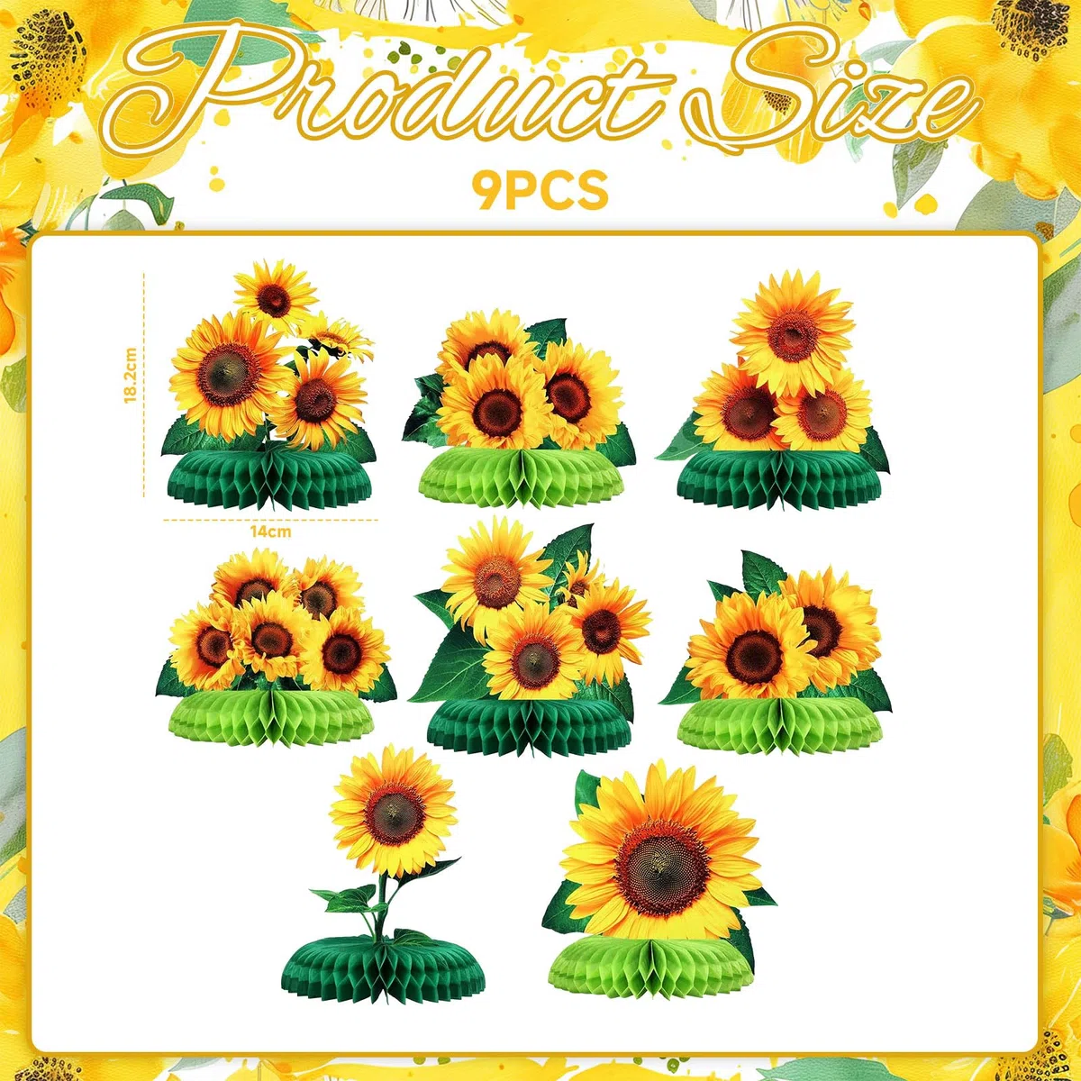8 Pezzi Centro Tavola A Nido D’Ape A Tema Girasole Decorazioni per Feste Accessori Girasole Decorativi Addobbi per Tavolo Festa Girasole