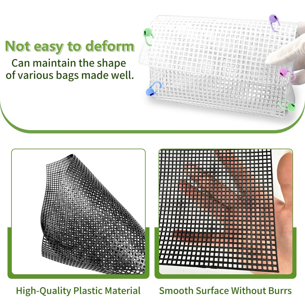 Fogli di Rete di Plastica 8 Pezzi per Borse Uncinetto - Mesh Plastic Canvas 6CT 2.5mm per Ricamo e Maglia - 30 * 20cm (Bianco, Nero)