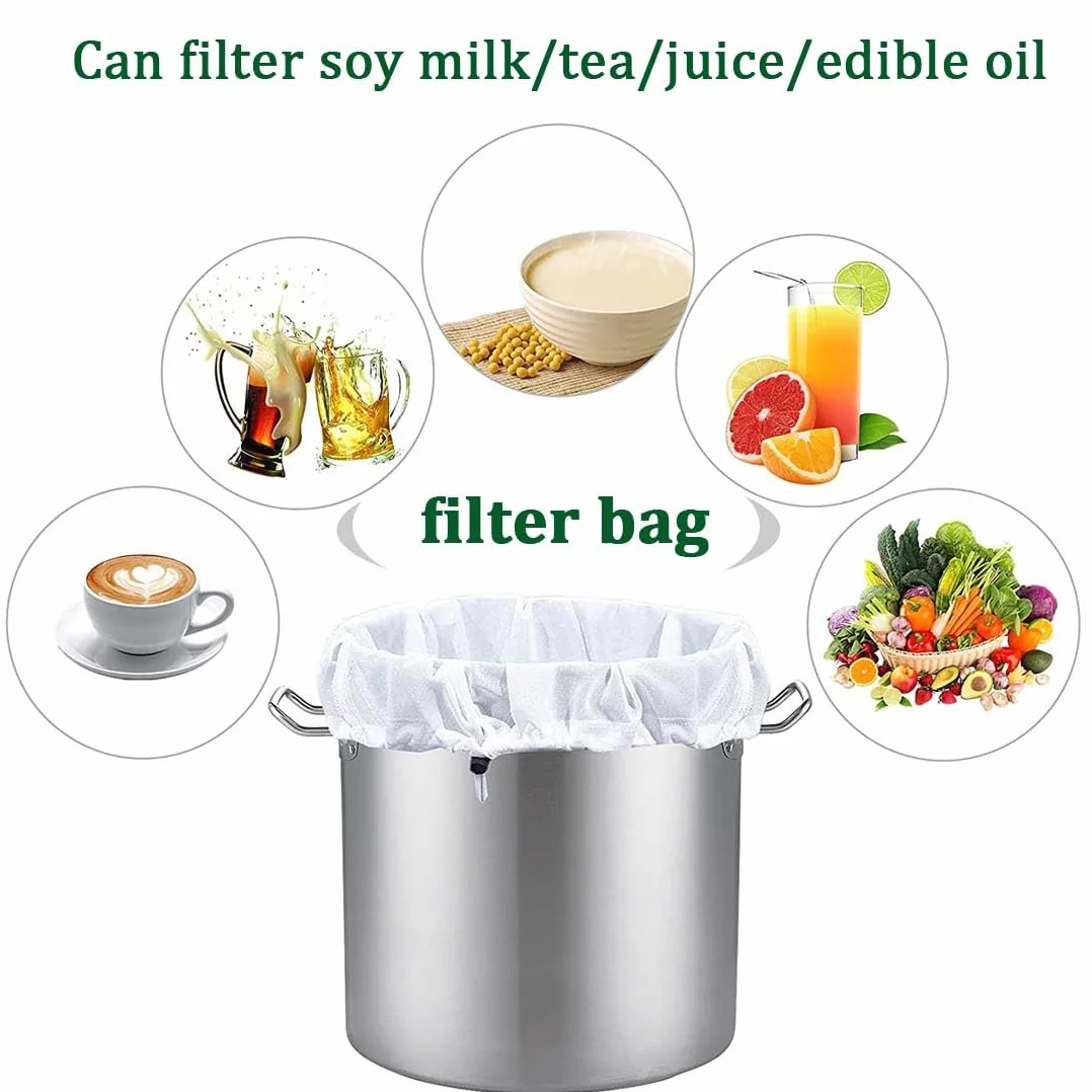 2 pezzi Sacchetto Filtrante Riutilizzabile con Coulisse per Alimenti,Filtri per Liquori per Birra e Latte Vegetale,Sacchetti per Birra Filtranti per Vino,Caffè e Yogurt (40x46 cm)