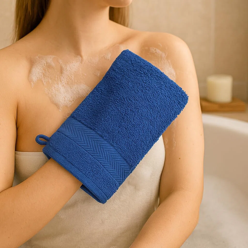 Betz 10 guanti da bagno manopola Palermo 100% cotone misure 16 x 21 cm colore blu