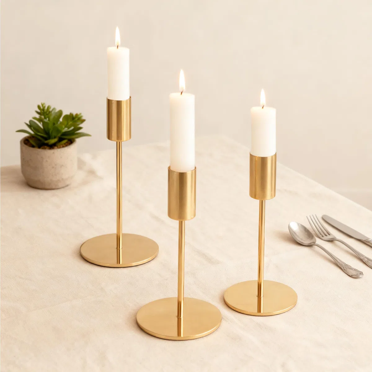 3 Pezzi Portacandele in Metallo,Portacandele da Tavolo 9/14/19CM,Adatto per Pasti di Compleanno, Anniversario, Matrimonio, Decorazione per la Casa