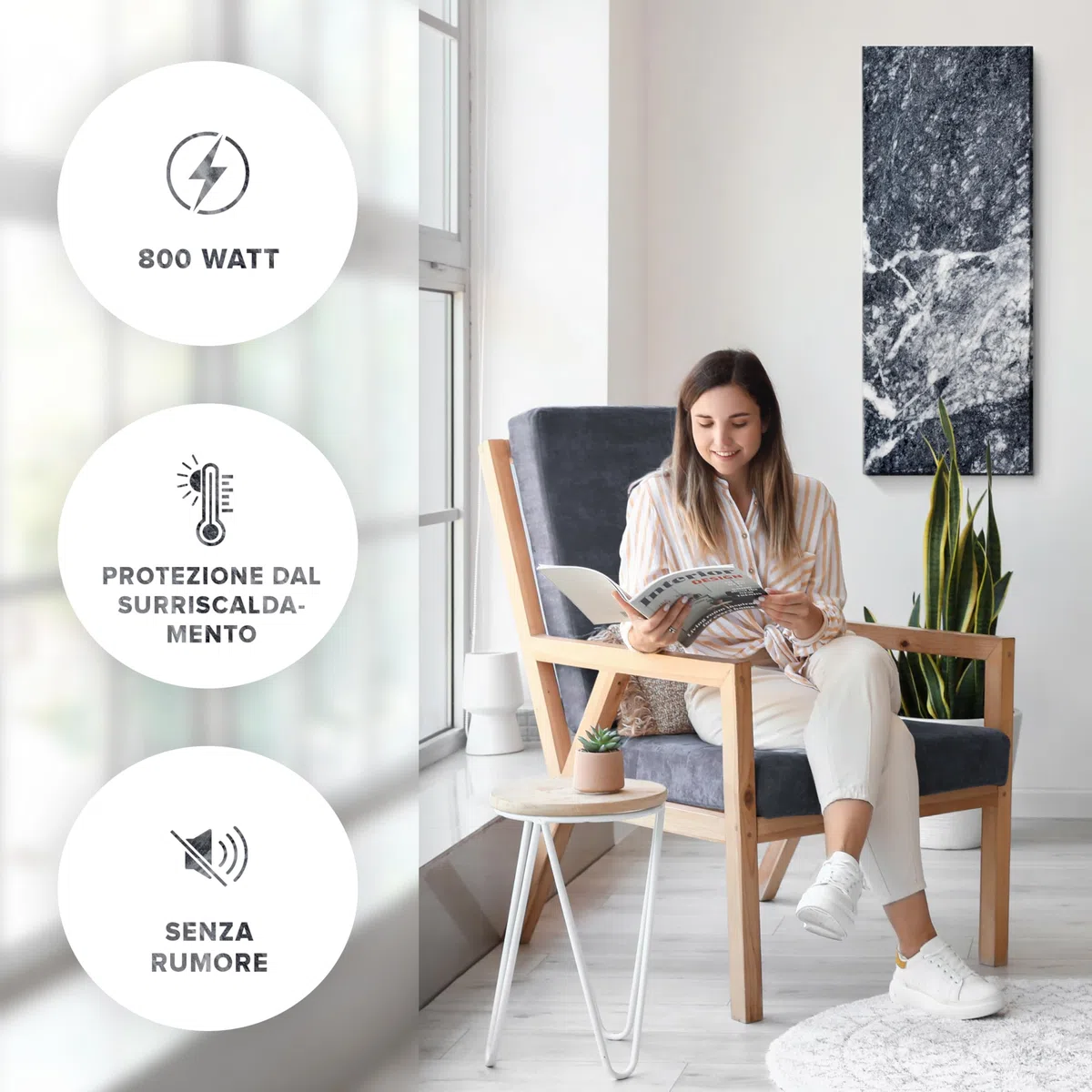 800 W I Shadow Grey 800W I Riscaldatore a infrarossi da parete a risparmio energetico I Garanzia di 5 anni I Qualità tedesca