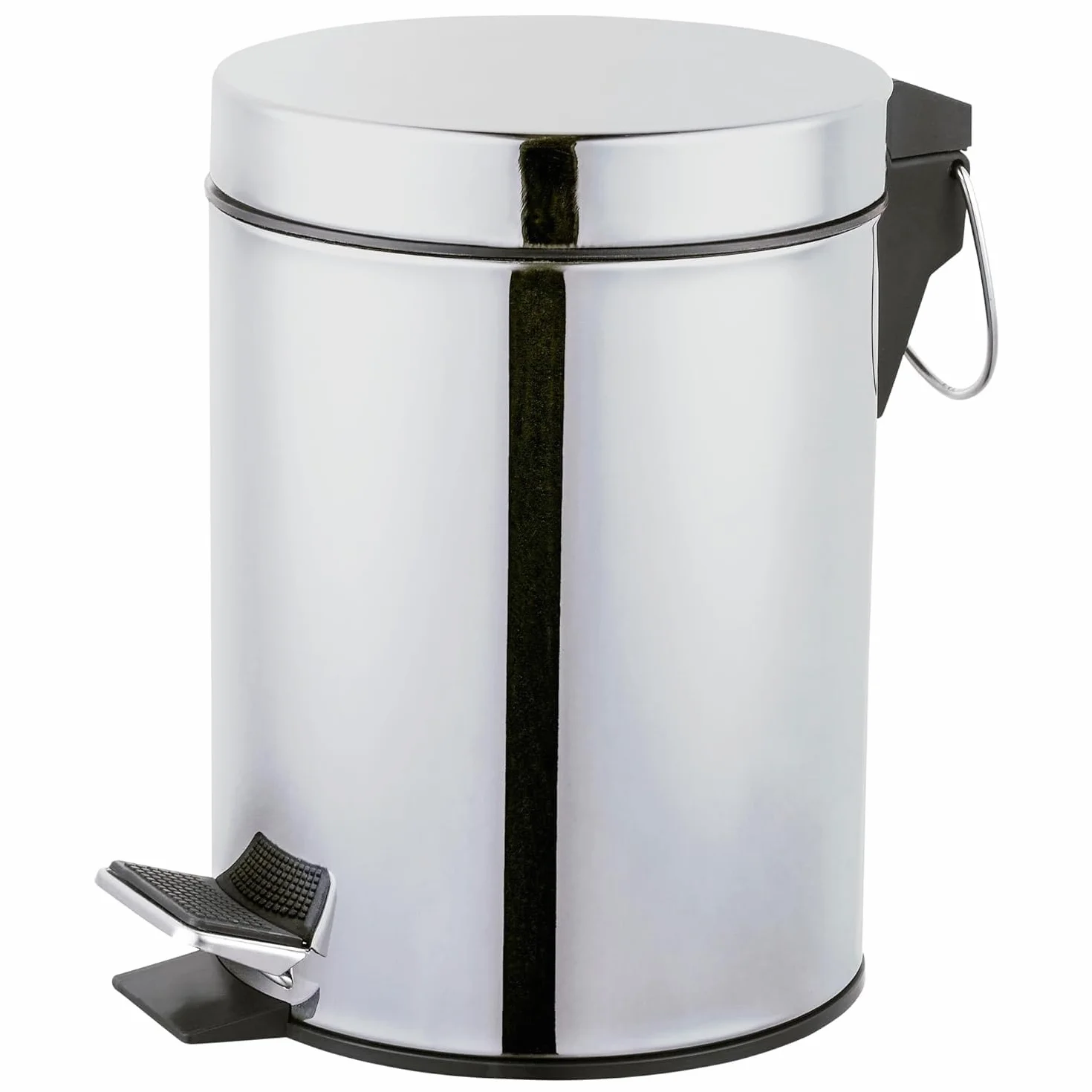 Pattumiera da bagno con pedale 3 litri Acciaio inox Mod. Linea Apertura igienica Ø16,8x25,5 cm