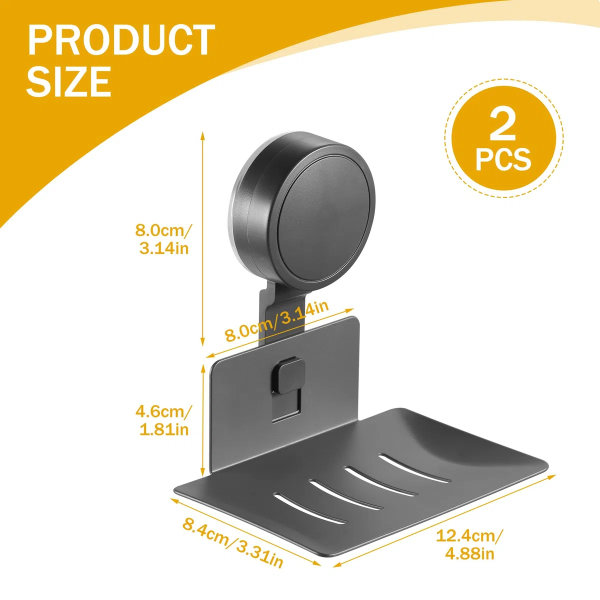 Zocipro Portasapone a Ventosa, Installazione in un Secondo Senza Trapano, Supporto per Saponetta e Spugna con Scarico Acqua, Max 3kg, per Doccia, Bagno, Vasca e Lavello Cucina