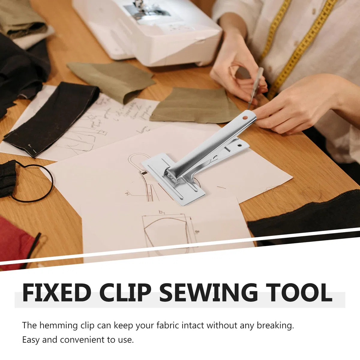 Clip per Cucito in Acciaio Inossidabile Argento, Pratica Pinza per Stoffa, per Quilting e Cucito, Mantiene Tessuto Intatto