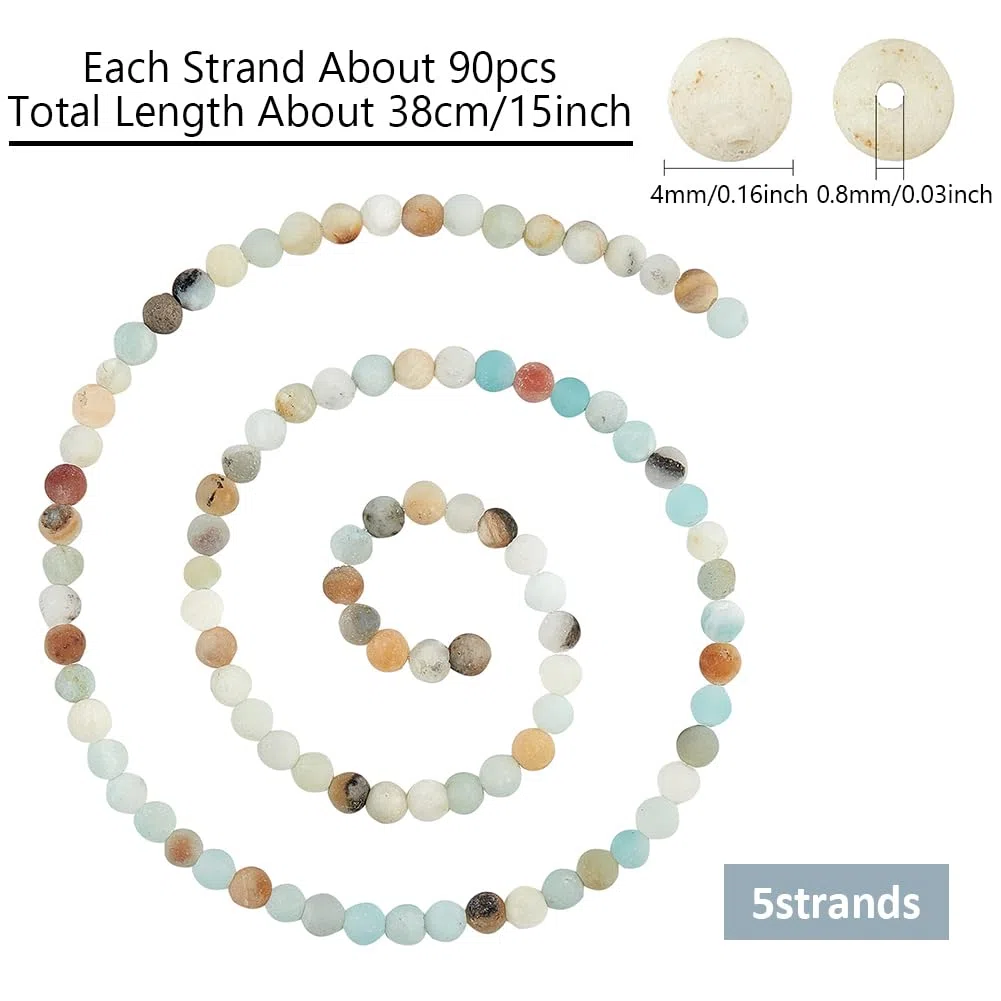NBEADS 450pz Perline Naturali, 4mm Perline In Amazzonite Naturale, Smerigliati Tondi per Realizzare Ciondoli