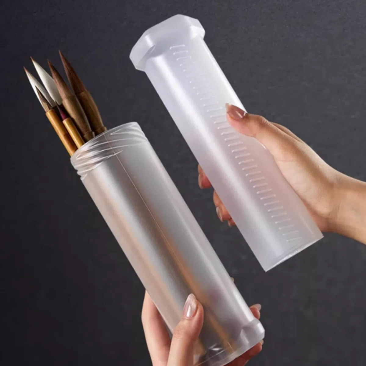 Portapennelli in Plastica, 2 Pezzi Astuccio per Pennelli Allungabile, Tubo di Supporto Trasparente, Organizer per Pennelli Penne Contenitore per Matite, Contenitore a Matita per Penne, Pastelli