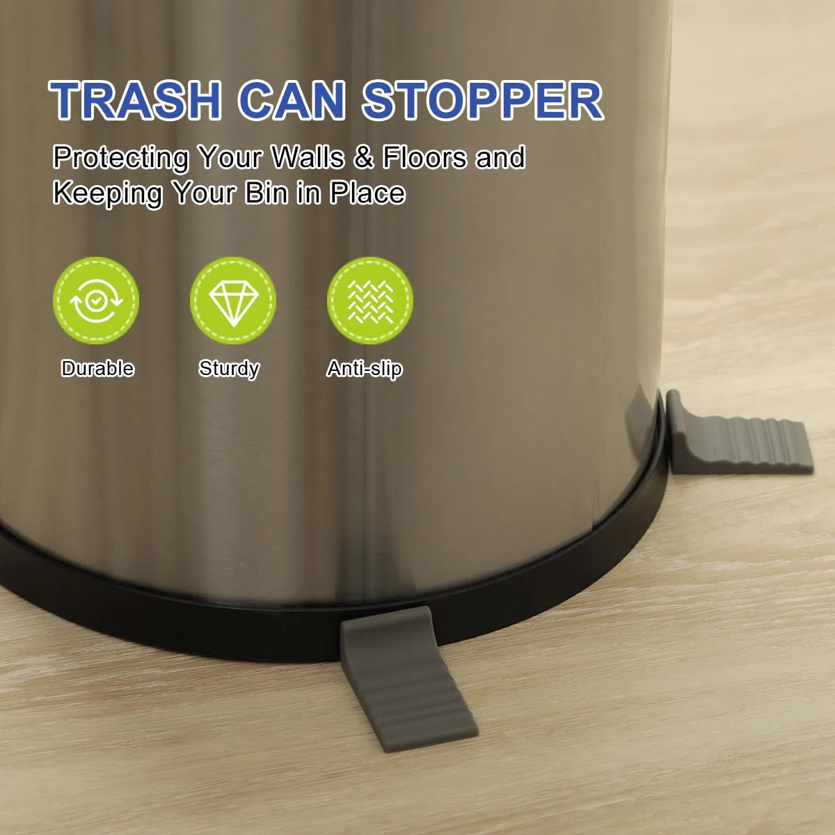 LANMU Pattumiera da parete – 2 paia di tamponi da parete in silicone con piastra a pressione, tappo e distanziatore per pattumiera, pattumiera cucina, bagno e ufficio