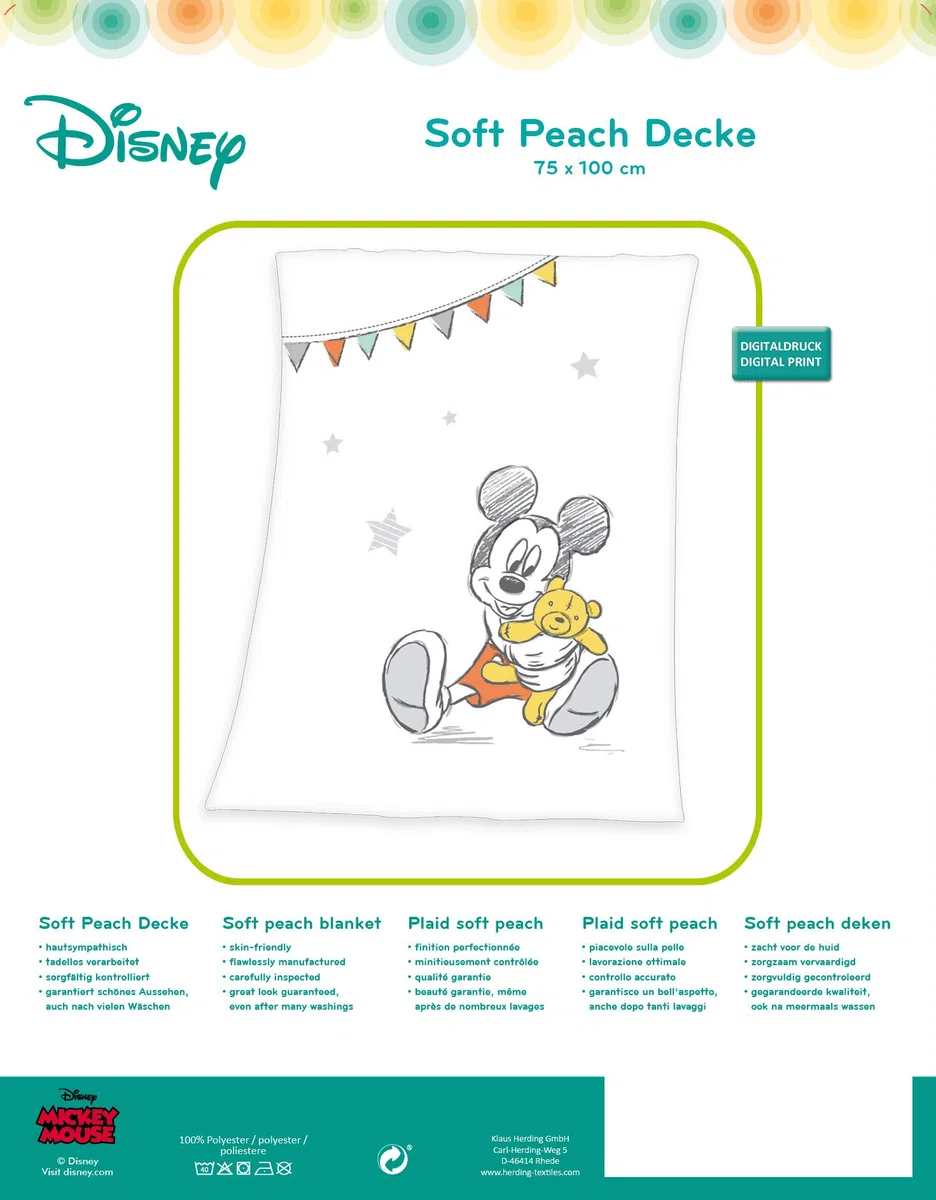 Herding Disney Mickey Mouse Coperta in Pile per Bambini, 75 x 100 cm, Poliestere, Bianco