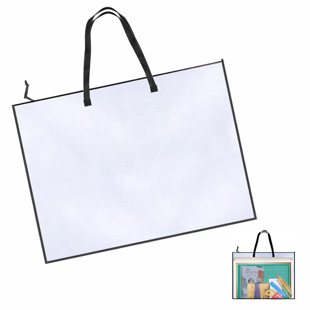 Cartelline Artistiche, Cartella Trasparente A2 per Opere D'arte, Cartellina A2 con Cerniera e Manico per Riporre Dipinti, Compiti e Documenti (48 x 63.5 cm)
