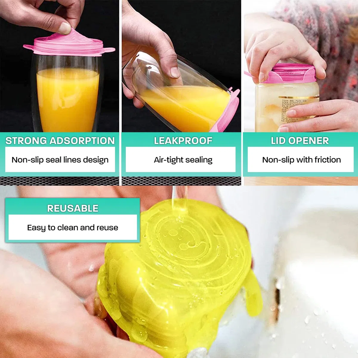 Coperchi in silicone estensibile 24 pezzi adattabile ecologico elastico riutilizzabile Senza BPA Lavabile in lavastoviglie coperchio silicone coperchi silicone estensibile per alimenti