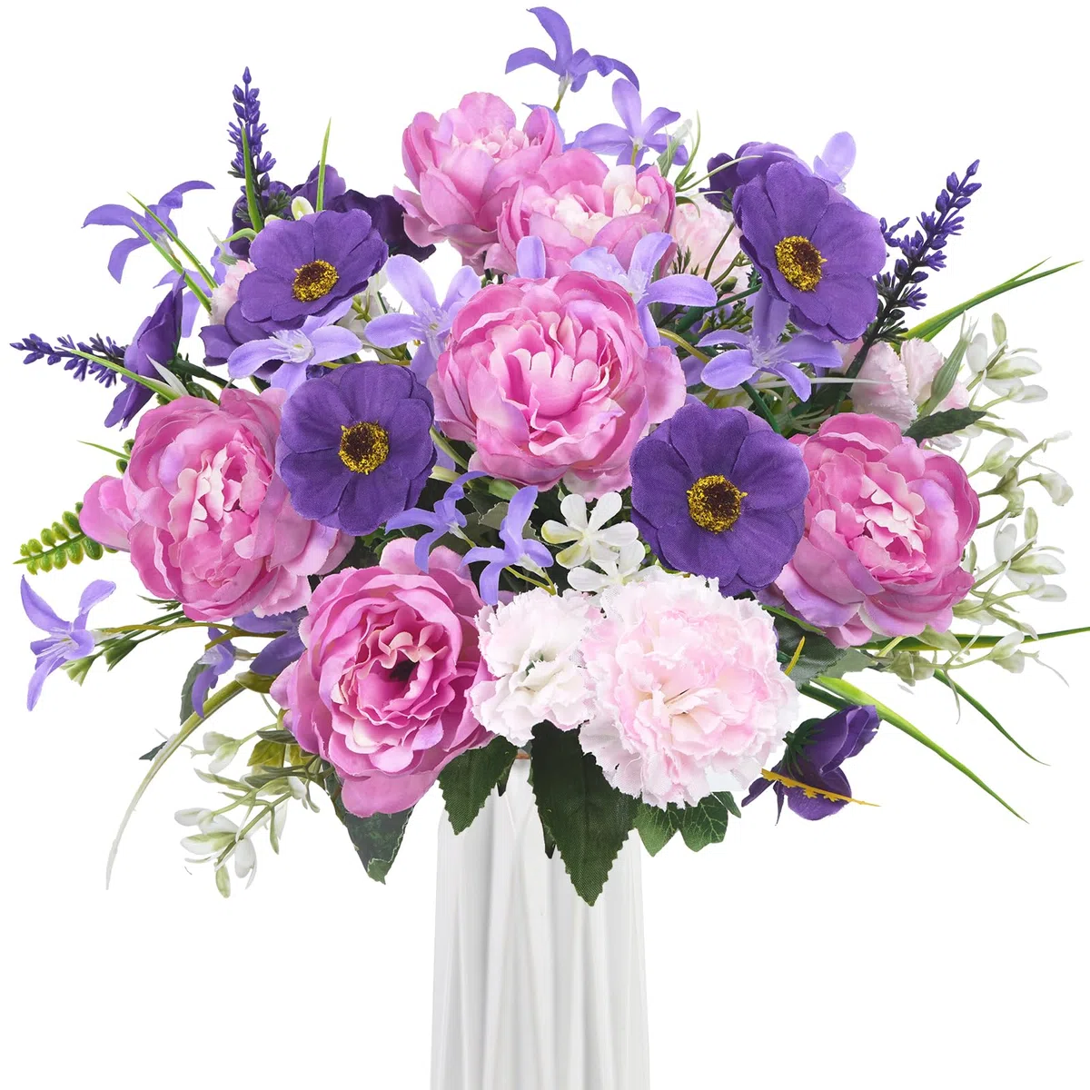 Giglio Viola Finte Fiori di Ciliegio Seta Artificial Bouquet di Fiori Peonia Piante Artificiali per Matrimoni, Casa, Feste di Compleanno, Decorazioni da Giardino