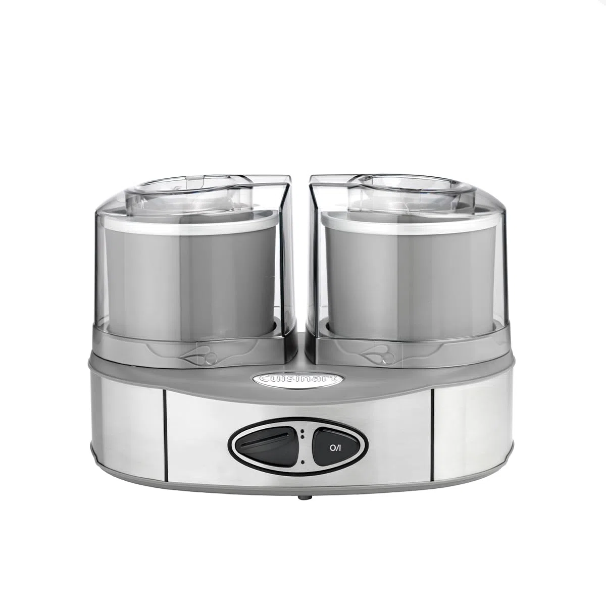 Cuisinart Duo Ice Cream Maker | Sforna 2 gusti contemporaneamente | 2 x 1L Macchina per gelati e gelati fatti in casa | Sorbettiera | Gelatiera | Yogurtiera | Grigio