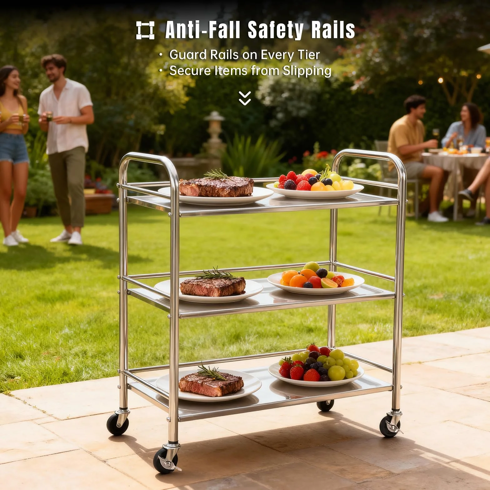 Carrelli di servizio in acciaio inox, carrelli da cucina, carrelli di servizio con rotelle, carrelli stretti per cucine, laboratori, uffici e soggiorni