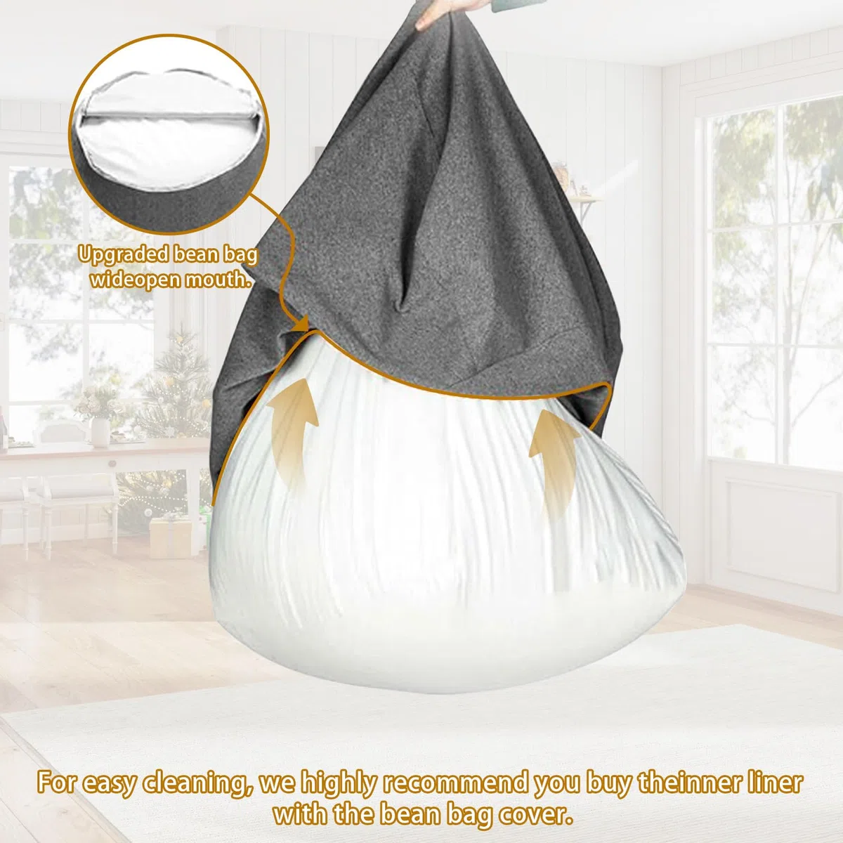 Fodera interna per pouf, solo rivestimento (senza imbottitura), per pouf, per pouf, di ricambio per pouf, rivestimento interno
