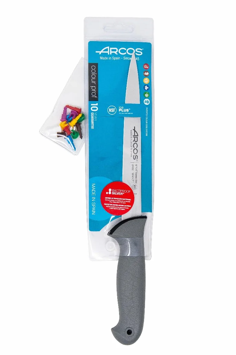 Arcos Serie Colour Proof - Coltello di Filetto Coltello Bistecca - Lama Acciaio Inossidabile Nitrum 190 mm - Manico Polipropilene Coperto da Elastomer Colore Nero