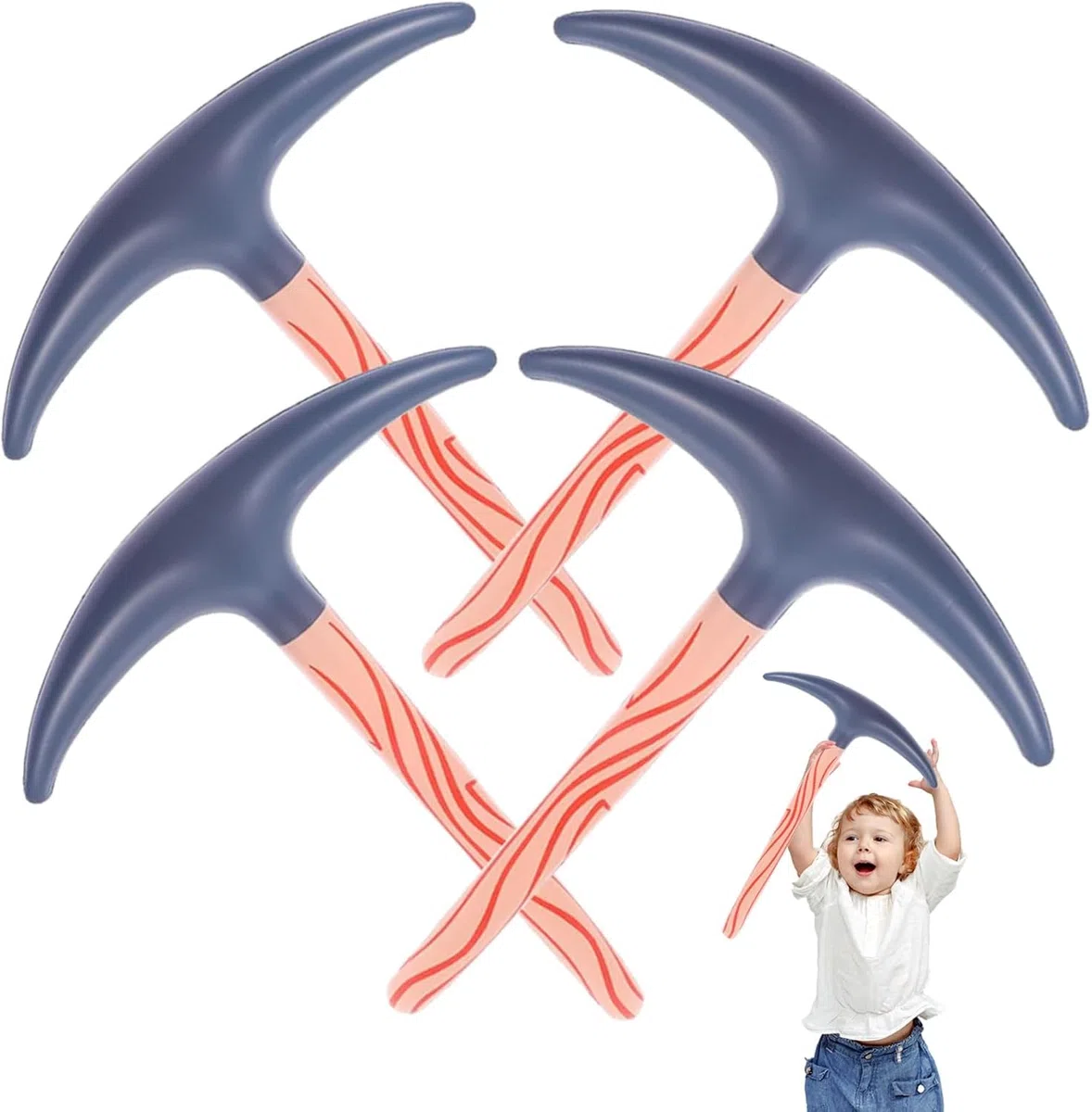 4 picconi gonfiabili per carnevale, picconi gonfiabili, giocattoli per carnevale, accessori in PVC, per cosplay
